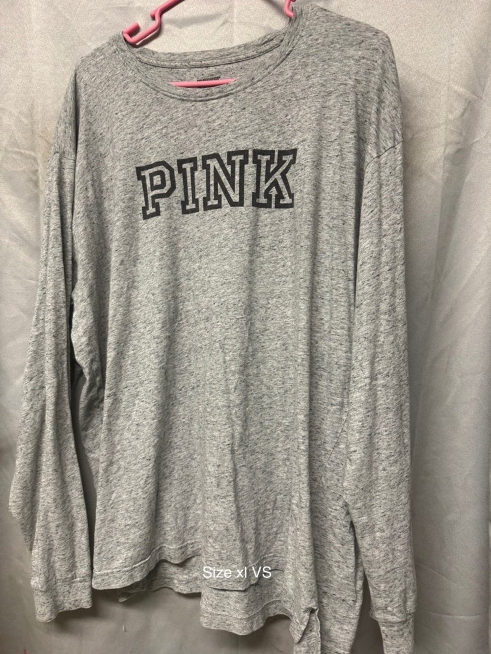 PINK Victoria's Secret Heather Gray Long Sleeve Tee with Black Logo